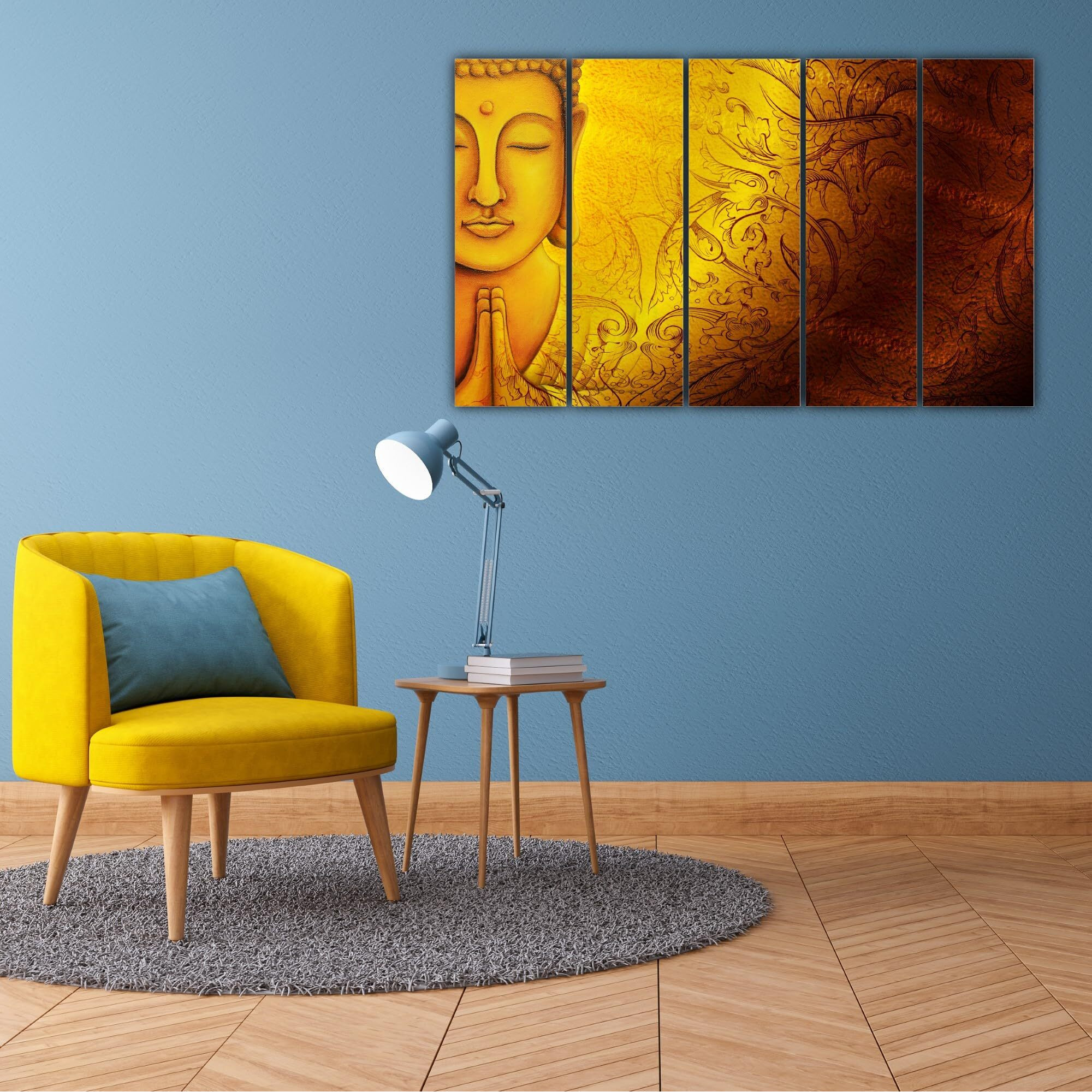 Inephos Vinyl Religious Wall Painting, Yellow, Abstract, Standard