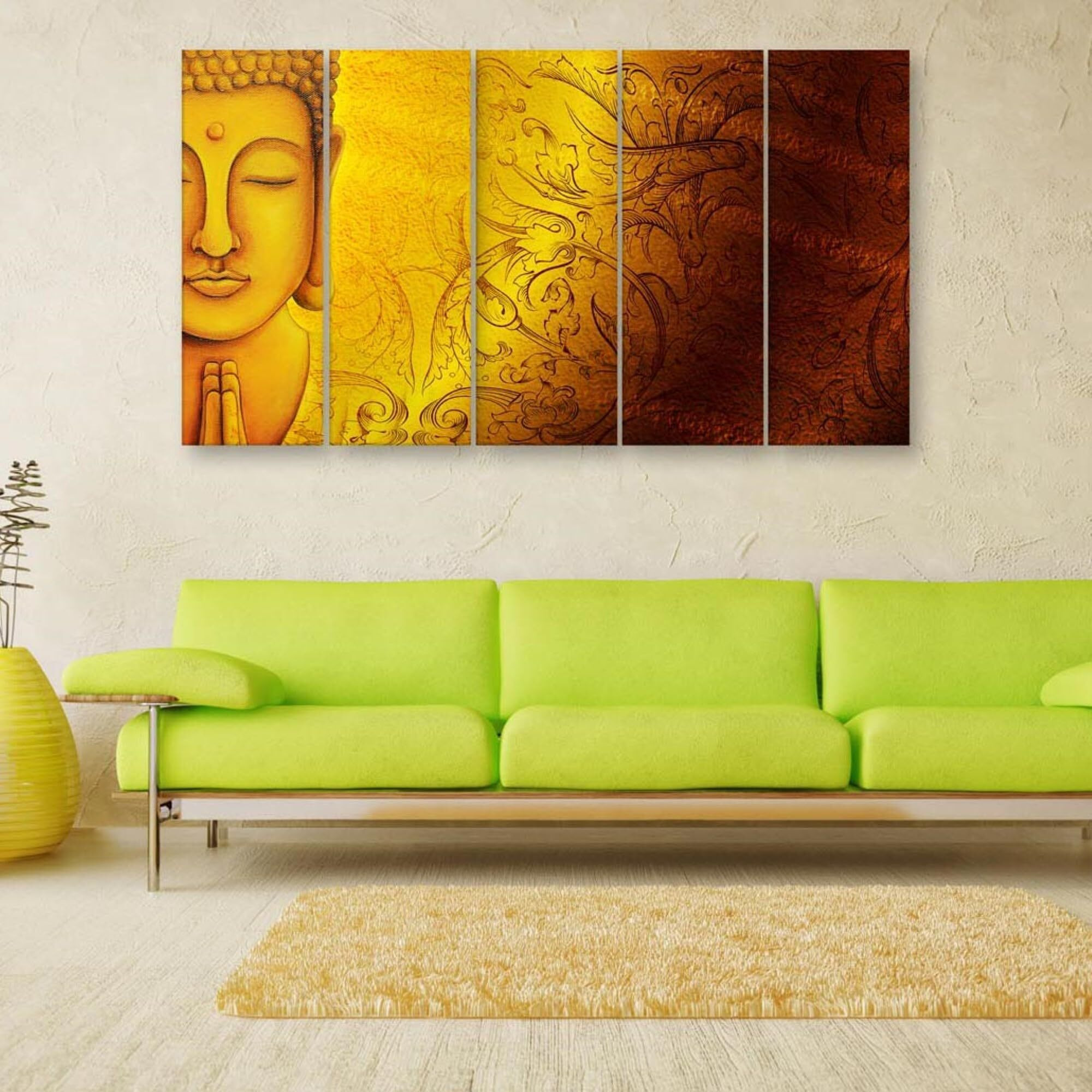 Inephos Vinyl Religious Wall Painting, Yellow, Abstract, Standard