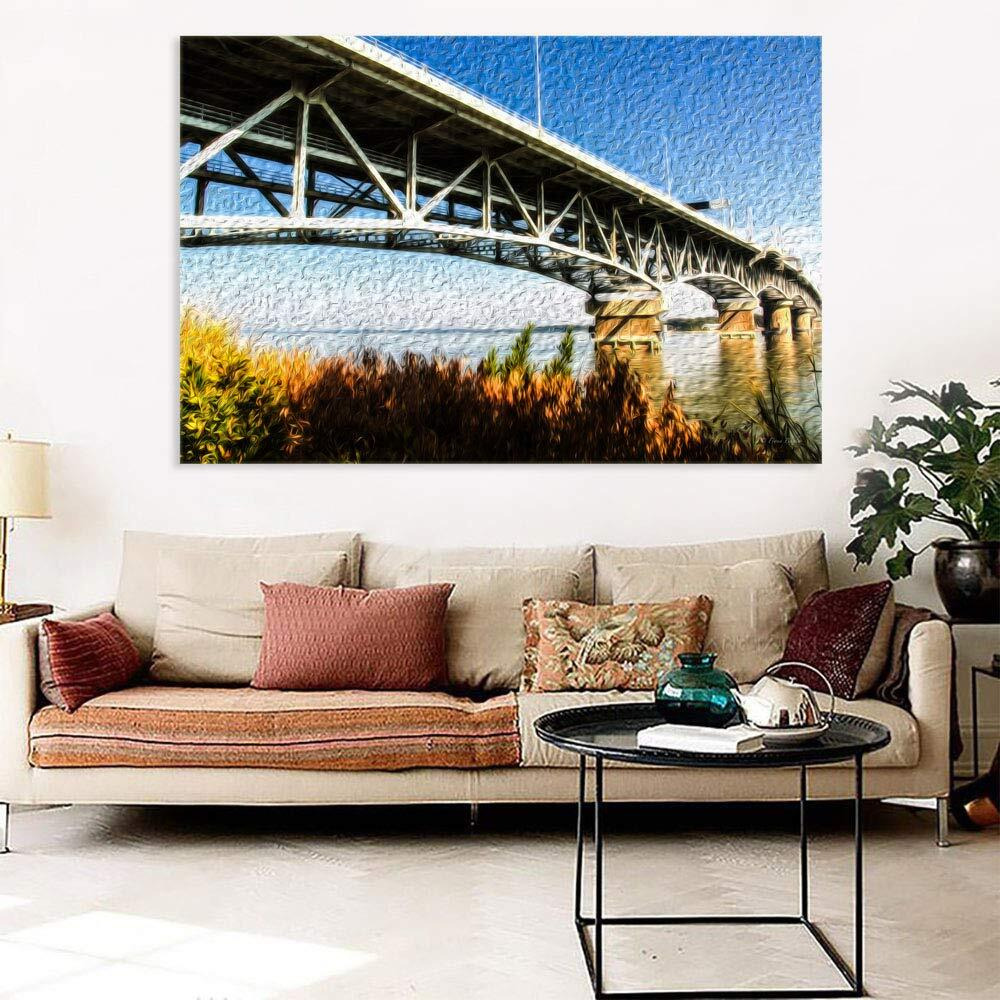 Inephos Unframed Canvas Painting - Beautiful Bridge Architecture Art Wall Painting For Living Room, Bedroom, Office, Hotels, Drawing Room (91Cm X 61Cm)