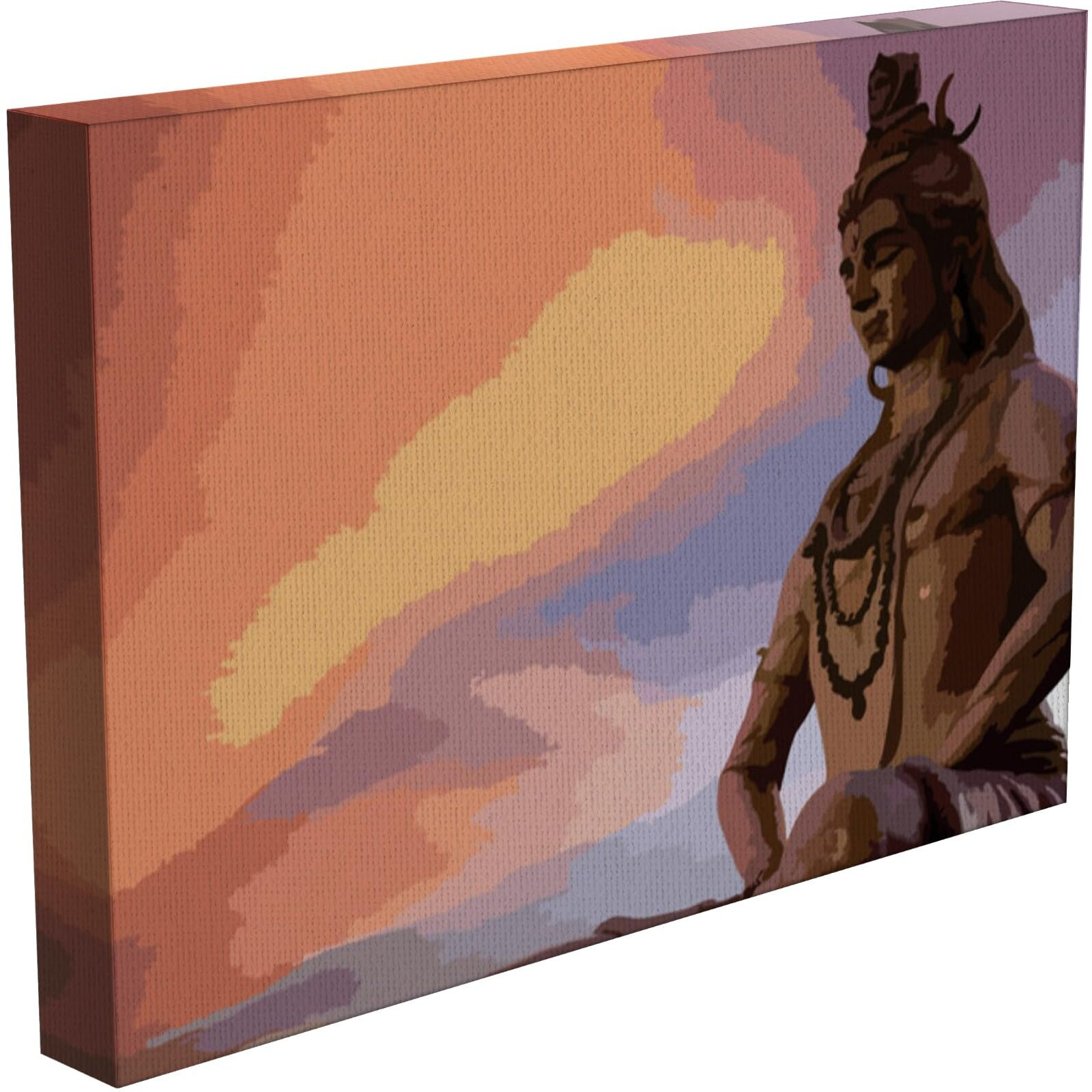 Inephos Cotton And Wood Lord Shiva Framed Painting, Gold, Abstract And Religious, 85 X 55 Cm