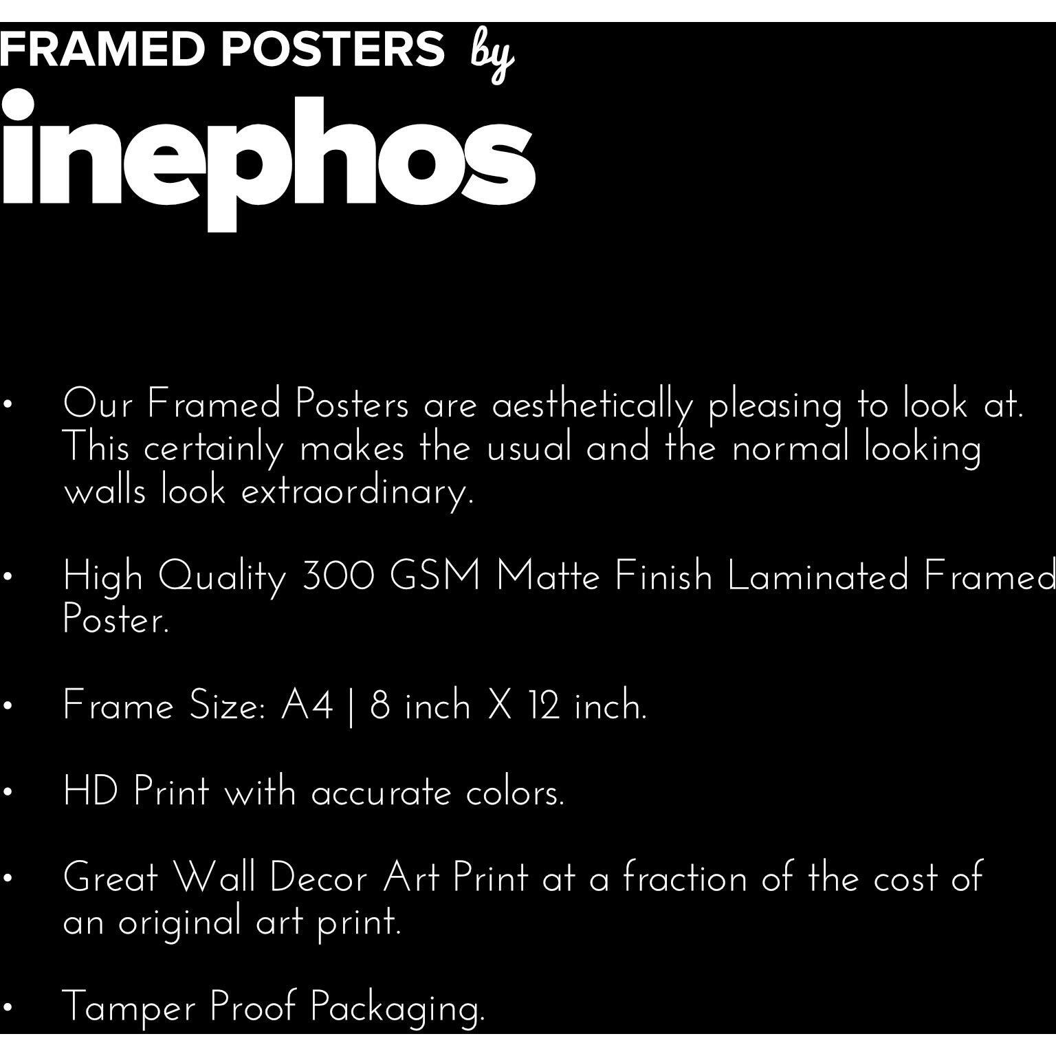 Inephos Big Biceps Are Important Gym Quotes Poster Art | Gym Motivation Posters (Size 8 Inch X 12 Inch, Framed, Laminated Print)