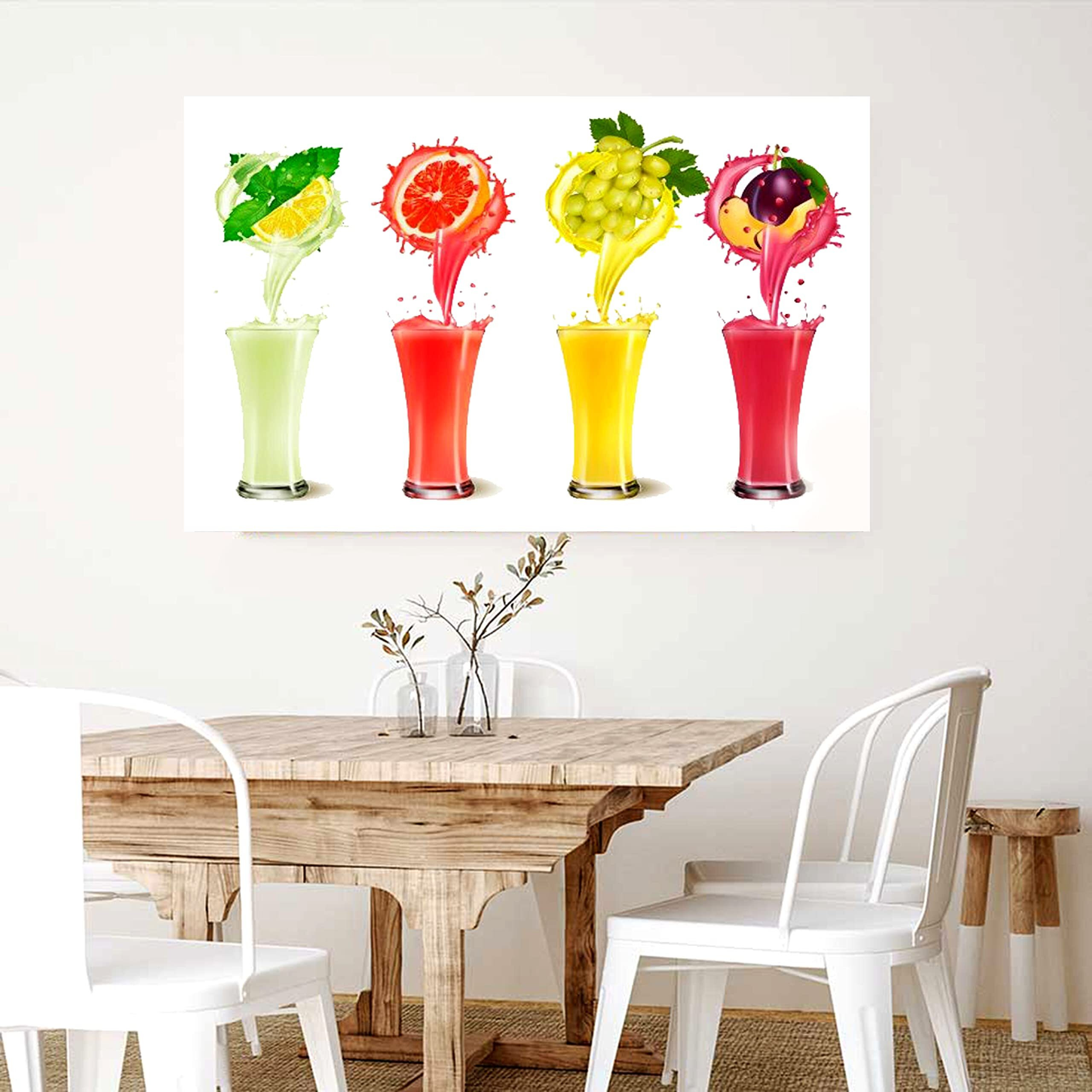 My D Square Vinyl, Fruit And Vegetable Juice Wall Poster For Kitchen Shop Office Size 12 X 18 Inch Self Adhesive Dfp223