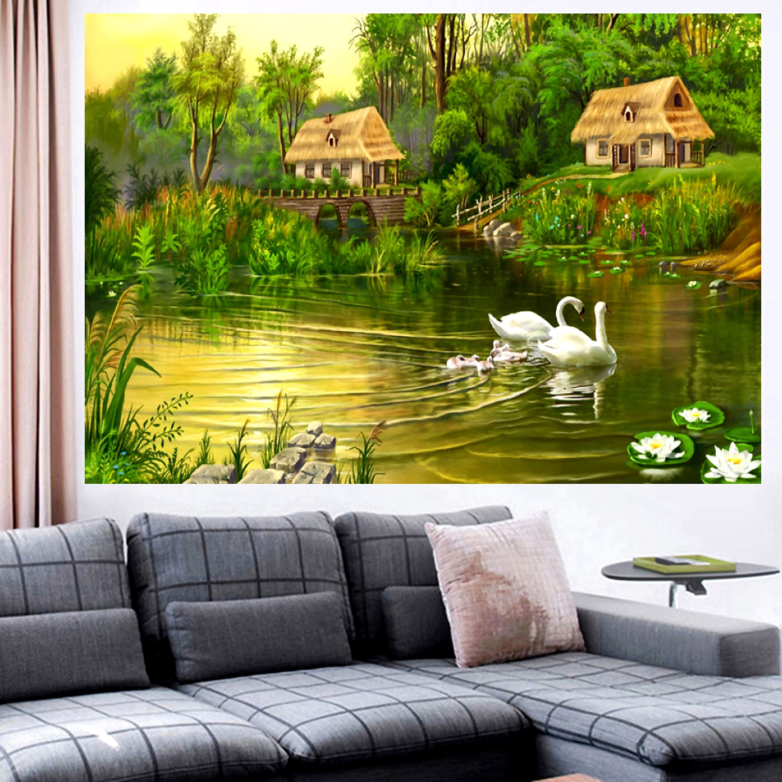 My D Square Vinyl Moon Scenery Nature Wall Sticker For Living Room Bedroom Size 24 X 18 Inch Self Adhesive Wall Art Dssnwm (Dnp123)