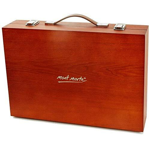 Mont Marte 174-Piece Deluxe Art Set, Art Supplies For Painting And Drawing, Art Kit In Wood Box Includes Acrylic, Oil, Watercolor Paints, Oil Pastels, Color Pencils