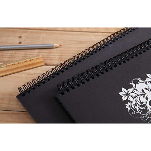 Artrack Black Drawing Paper Sketch Pad For Pencil, Acrylic Marker, Opaque Inks, Gouache And Pastels, Wire Bound, 120 Gsm, 210 X 297 Mm Black, 32 Sheets