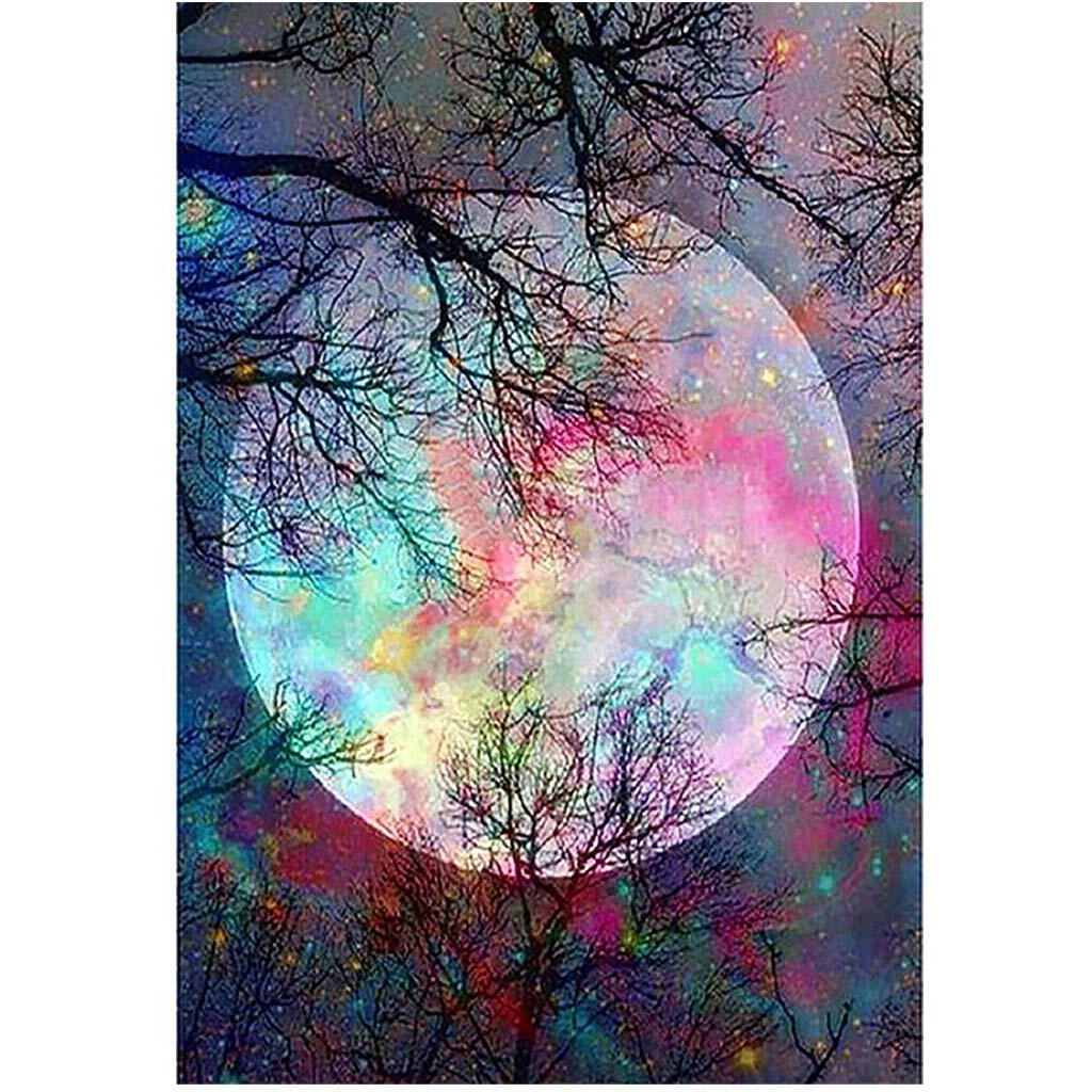 Mwoot Diy 5D Full Drill Diamond Embroidery Painting By Number Kit,Beautiful Bright Moon Diamond Rhinestone Pasted Painting Cross Stitch Crafts For Home Wall Decor (30X40Cm)