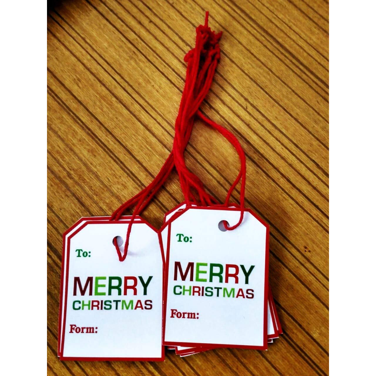 Atmiyamart Merry Christmas Decorative Gift Tags With String Paper Tags 100Piece