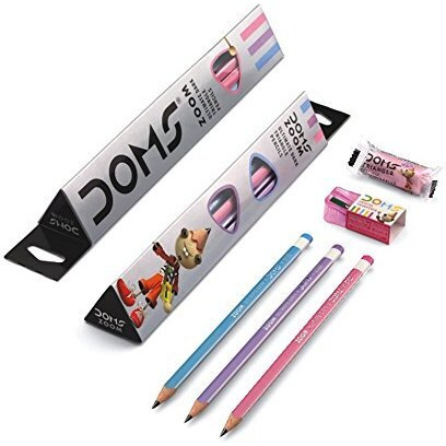 Doms Zoom Ultimate Dark Pencil Box Pack | Triangular Shape For Easy Holding & Comfort | Free Eraser & Sharpner With Each Box | Dark & Neat Handwriting | Pack Of 30 Pencils