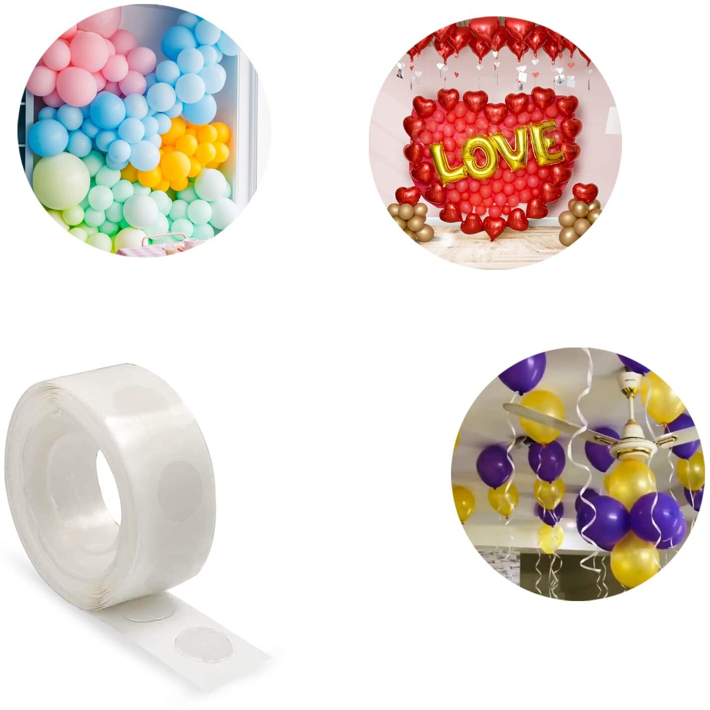 Zyozique 100 Pieces (1 Roll) Glue Points Removable Balloon Glue Points Double Sided Dots Tape For Craft Wedding Decoration (Set Of 1)