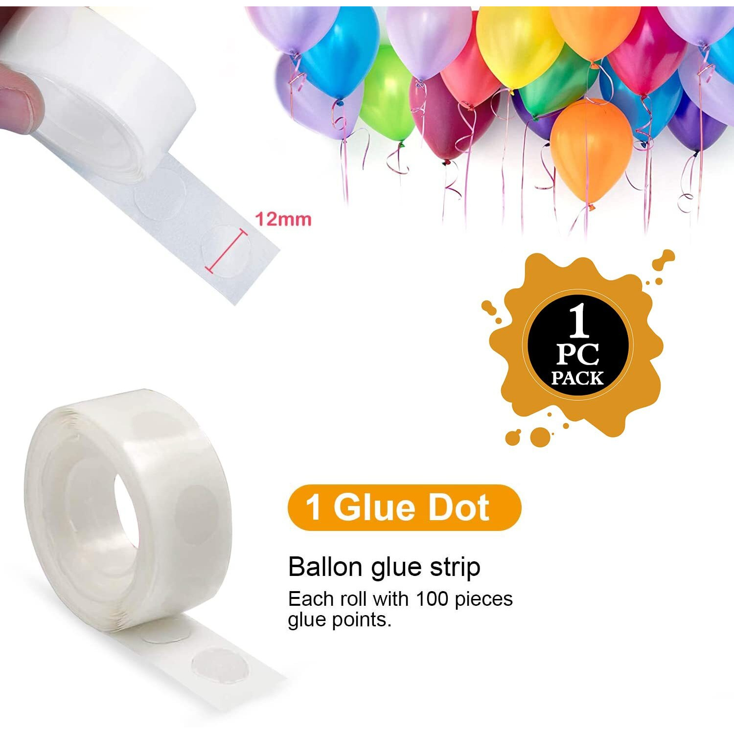 Zyozique 100 Pieces (1 Roll) Glue Points Removable Balloon Glue Points Double Sided Dots Tape For Craft Wedding Decoration (Set Of 1)