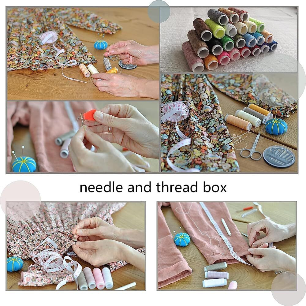 Sunbeet Portable Sewing Kit,Home Sewing Kit, Diy Sewing Supplies For Adults And Kids, Sewing Supplies And Accessories Contains 12 Spools Of Thread Of 100M, Sewing Needles And Tape Measure Etc
