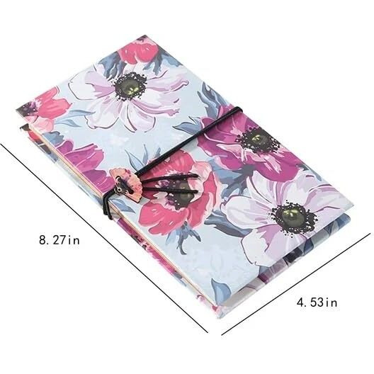 Even Scrapbook Folding Page Photo Album Photo Albums Handmade Art Album Book Scrap Book Diy Album Vintage Scrapbook With Attractive Printed Cover (16 Sheets,32 Pages) (Big Flower Print)