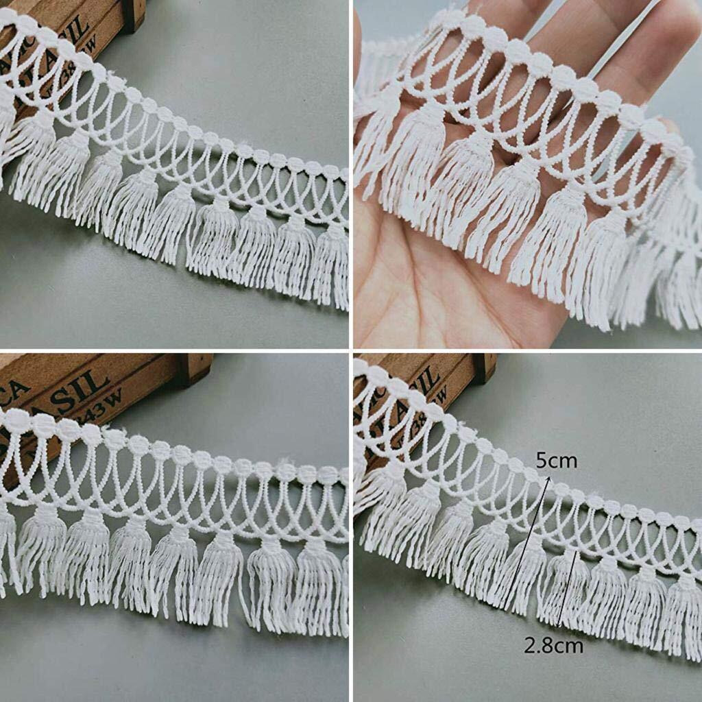 Orient Lace Craft 5 Mtr White Lace And Border Material | Decoration Embroidery Tassel Lace Ribbon Fabric For Decor Saree Duppata Top Dress Bridal Party Diy Clothing/Accessory