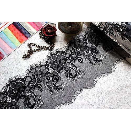 Orient Lace Black Chantilly Scallop Net Lace  Nylon Flower Eyelash Trim Ribbon For Dresses, Skirts, Burkhas, Hijabs & Diy Handicrafts