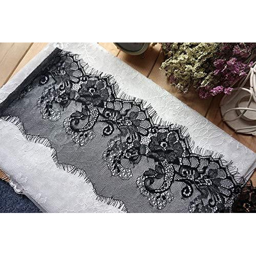 Orient Lace Black Chantilly Scallop Net Lace  Nylon Flower Eyelash Trim Ribbon For Dresses, Skirts, Burkhas, Hijabs & Diy Handicrafts
