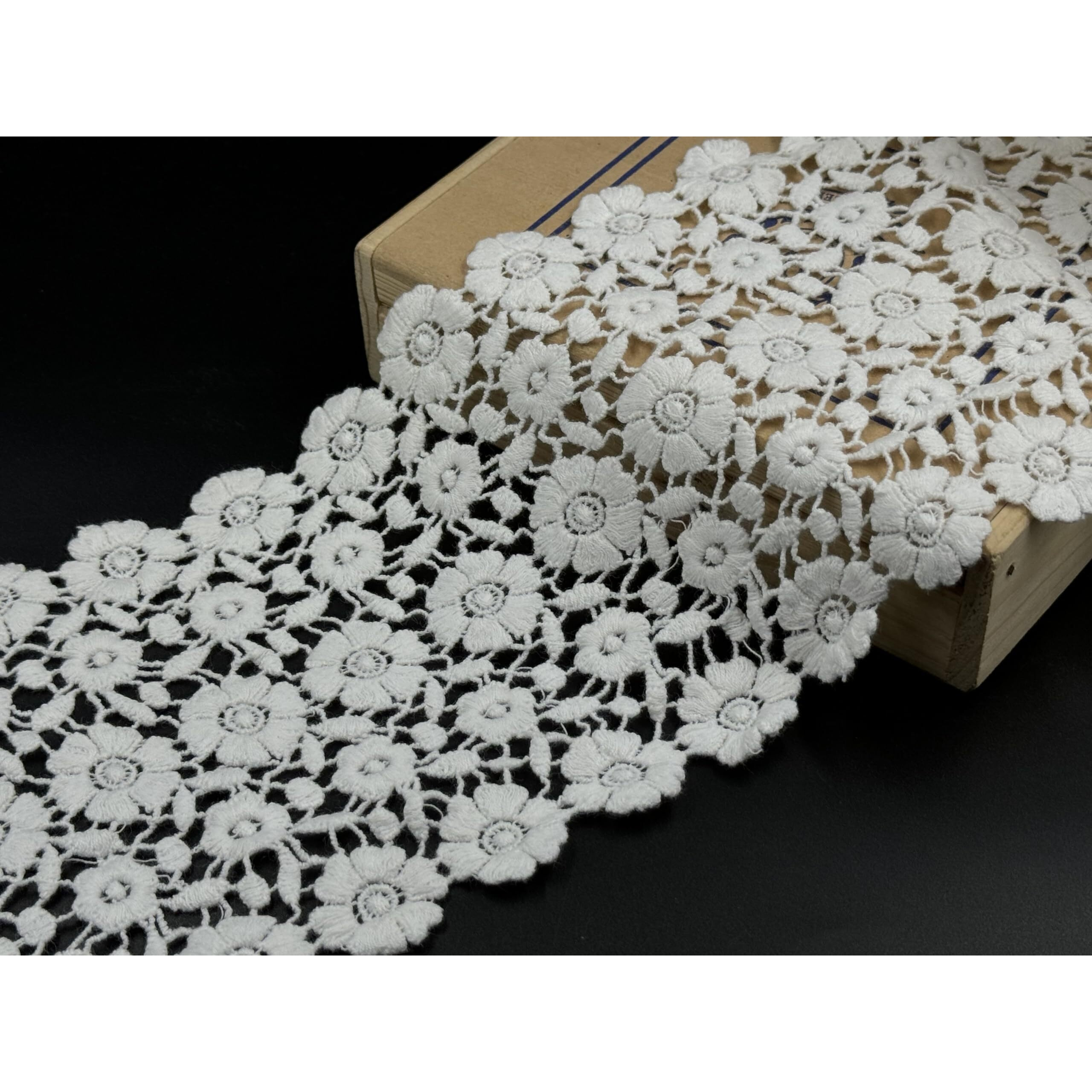 Orient Lace Craft Elegant White Embroidered Lace Border  13 Cm Wide | 5 Yards Fancy Trim For Sarees, Suits & Dupattas