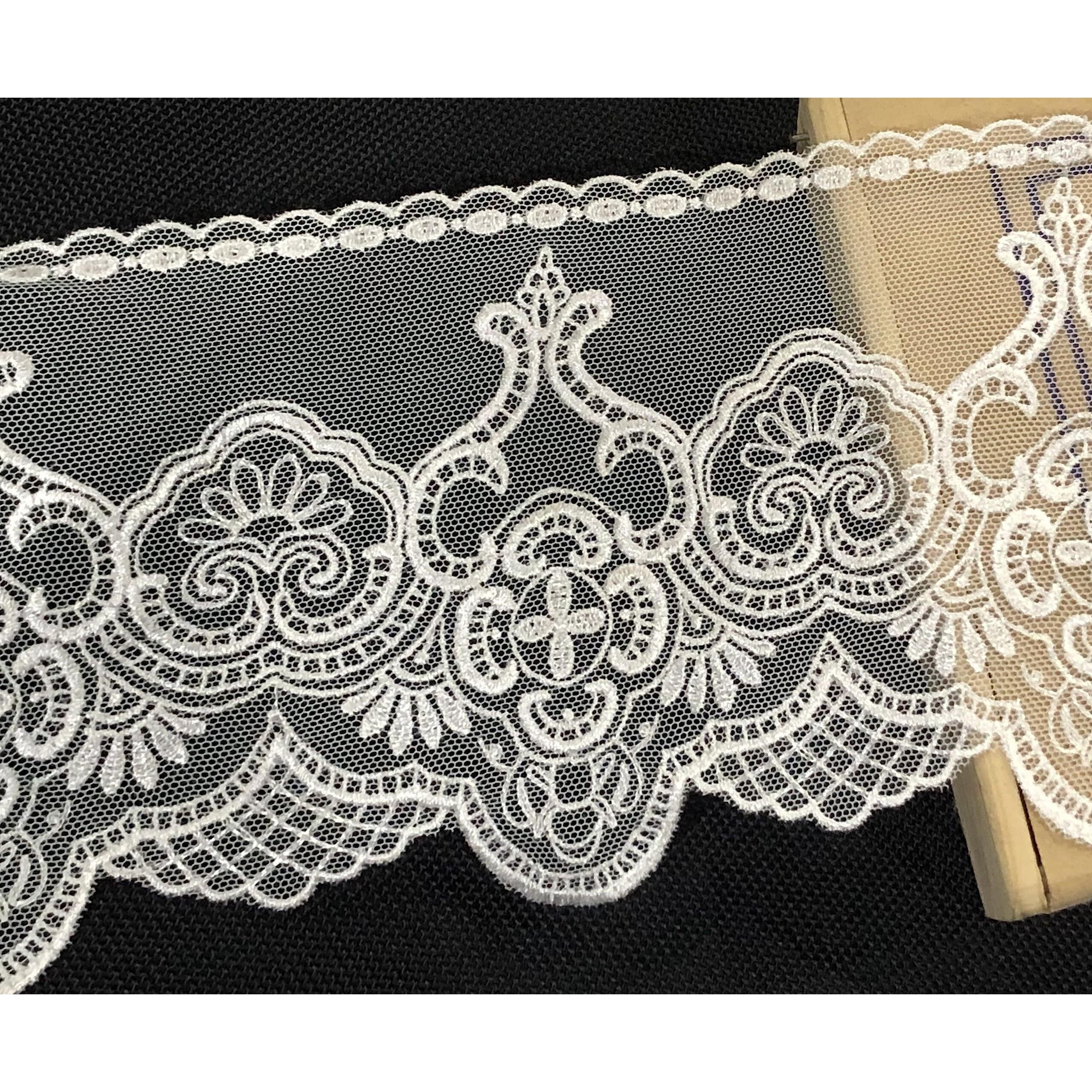 Orient Lace Craft White Lace And Border Material For Suits,Saree Lace Border (Size 10 Cm) Qty 4.5 Mtr,Used As Trims,Borders,Embroidery Lace,Applique,Fabric Lace,Sewing Supplies,Cotton Lace Work,Dupatta Lace Border Bridal, Diy.