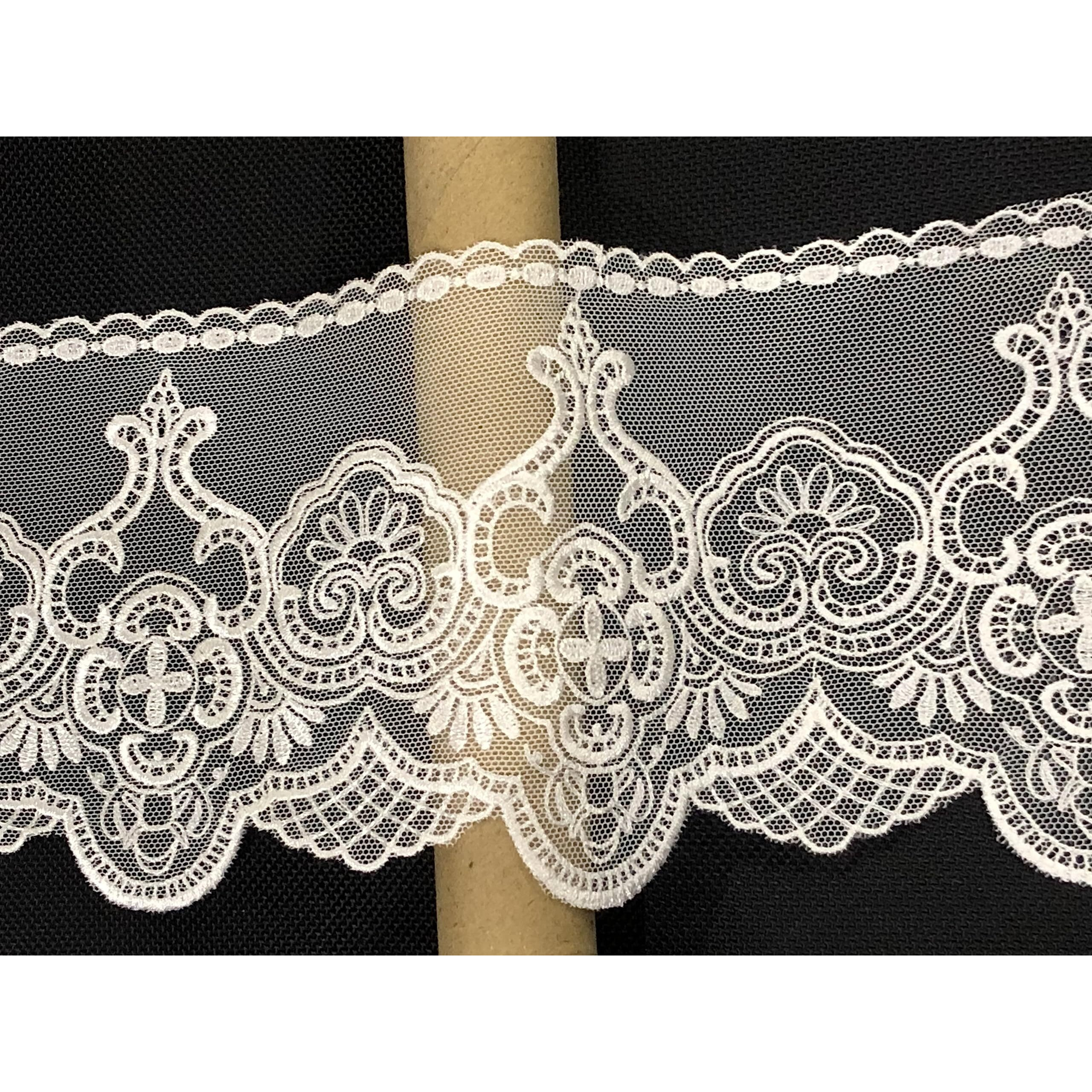 Orient Lace Craft White Lace And Border Material For Suits,Saree Lace Border (Size 10 Cm) Qty 4.5 Mtr,Used As Trims,Borders,Embroidery Lace,Applique,Fabric Lace,Sewing Supplies,Cotton Lace Work,Dupatta Lace Border Bridal, Diy.