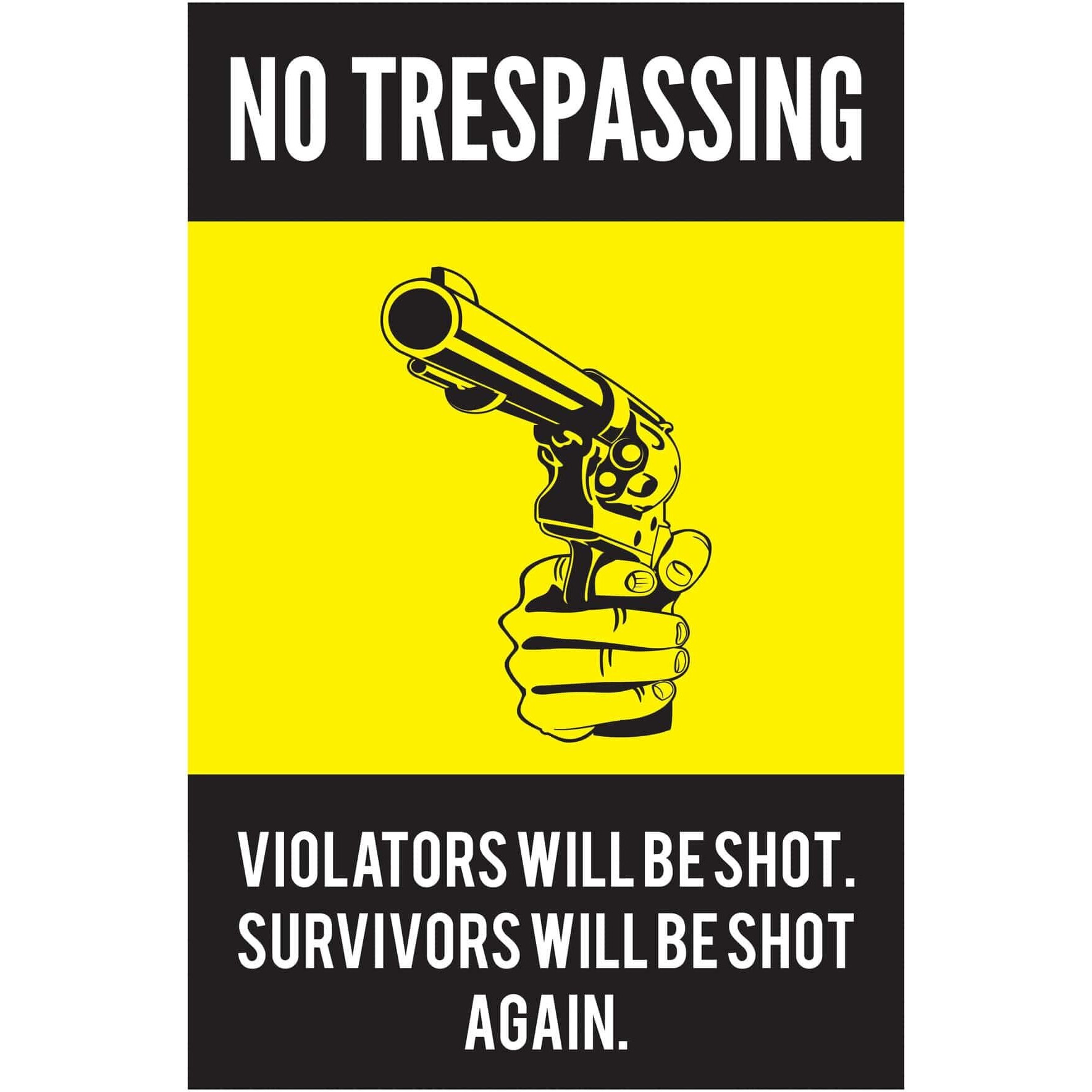 Inephos Warning No Trespassing Funny Poster (Paper, 12 X 18 Inch, Black)