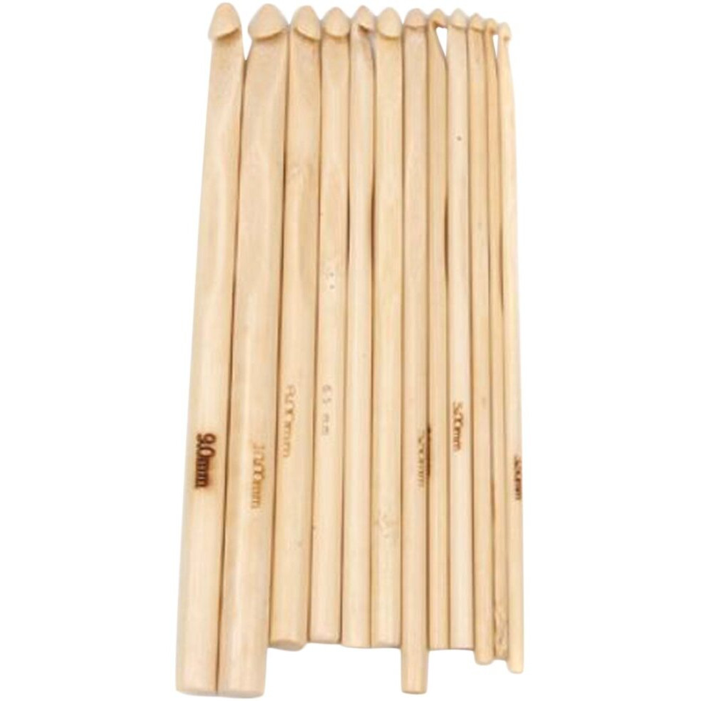 Imported 12 Sizes Bamboo Crochet Hooks Knitting Needles 3.0-10Mm