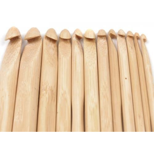 Imported 12 Sizes Bamboo Crochet Hooks Knitting Needles 3.0-10Mm