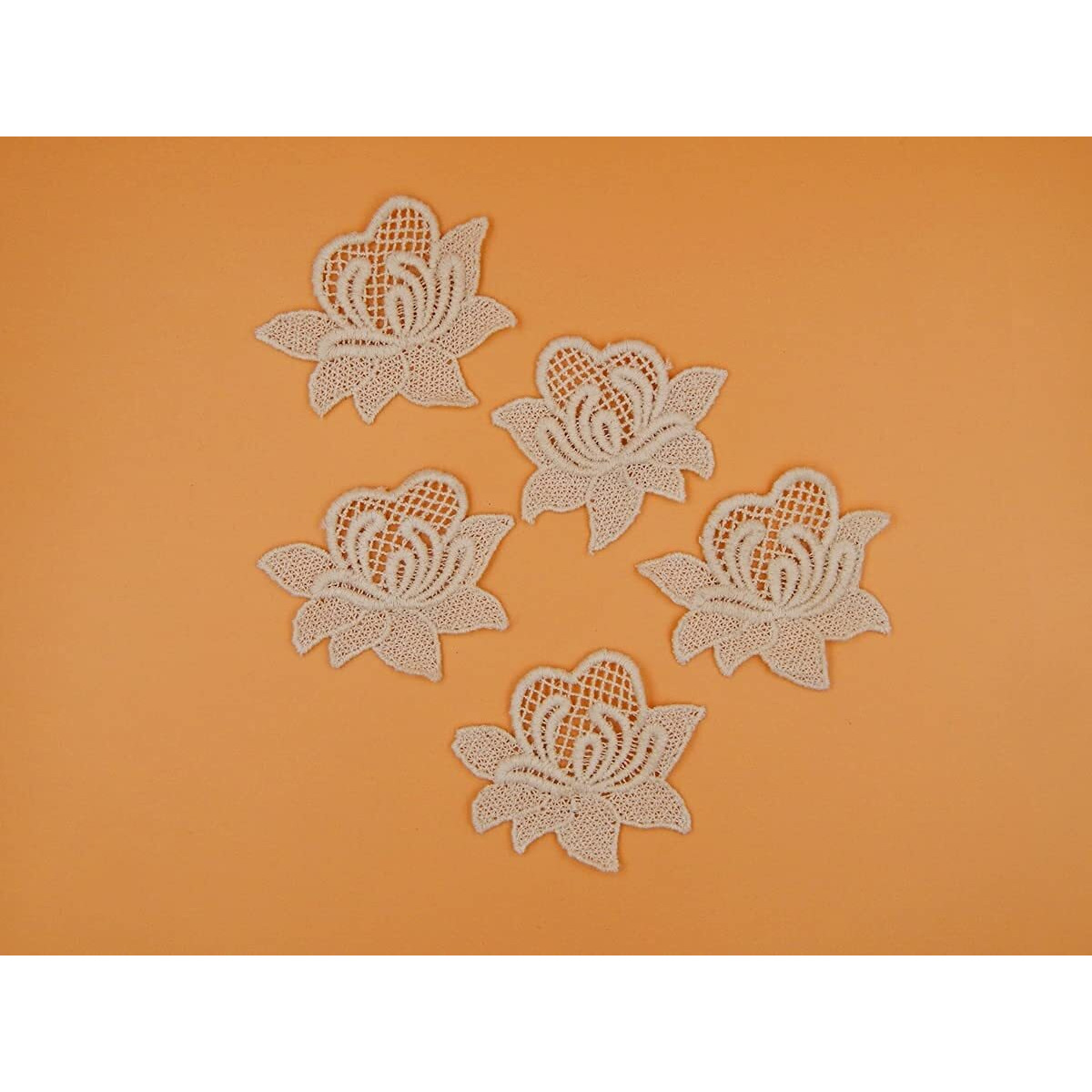 Beige Color,Embroidered Sew On Floral Patch For Saree,Suit,Lace Jewelry,Qty 50 Pcs Packet,Used As Designer Embroidery Patch,Applique,Sewing Supplies,3D Cotton Lace Patch Work,Diy Art & Craft