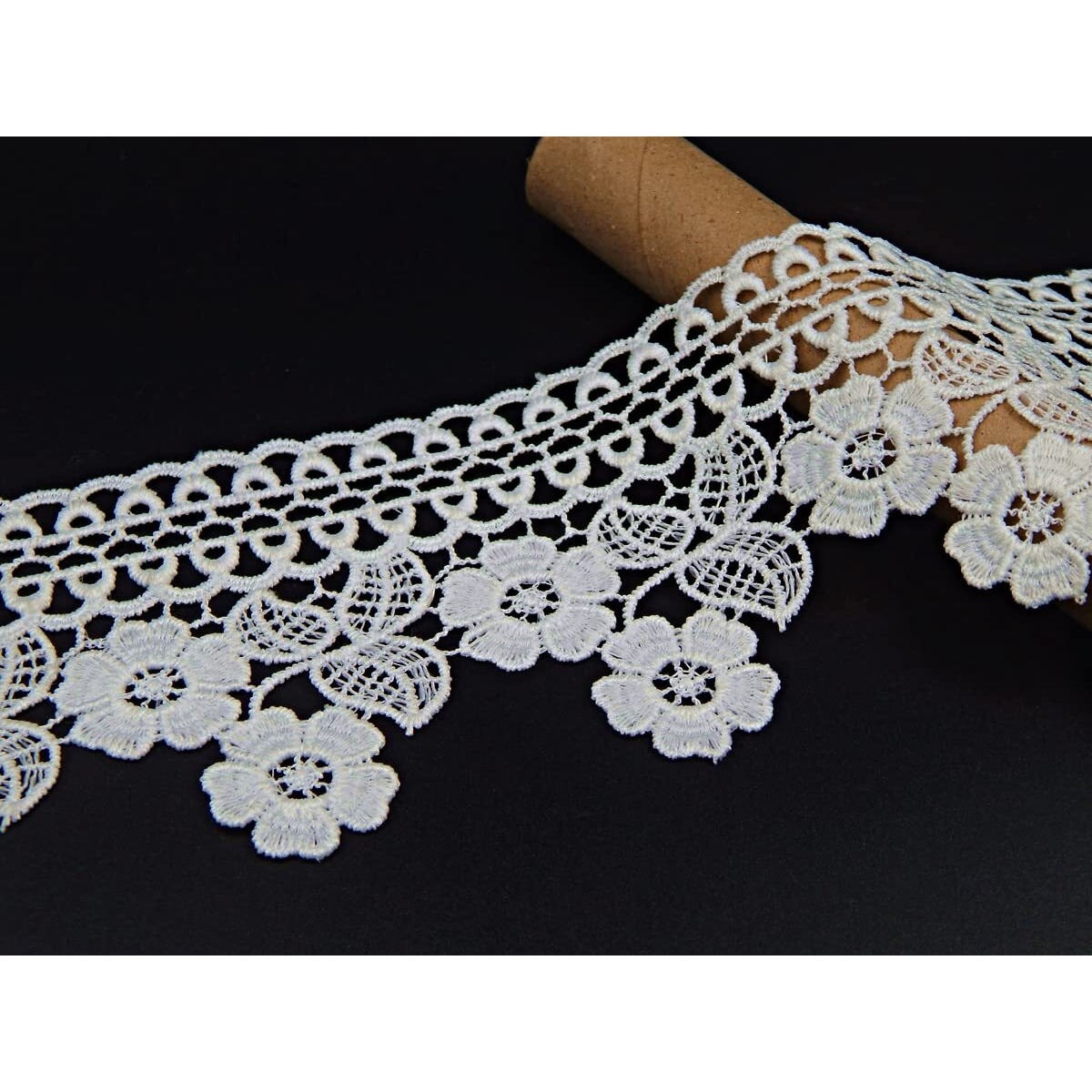 White Floral Scalloped Lace And Border Material For Suits,Saree (Qty 5 Mtr),Used As Trims,Borders,Embroidery Lace,Applique,Fabric Lace,Sewing Supplies,Cotton Lace Work,Dupatta Lace Bridal,Diy.