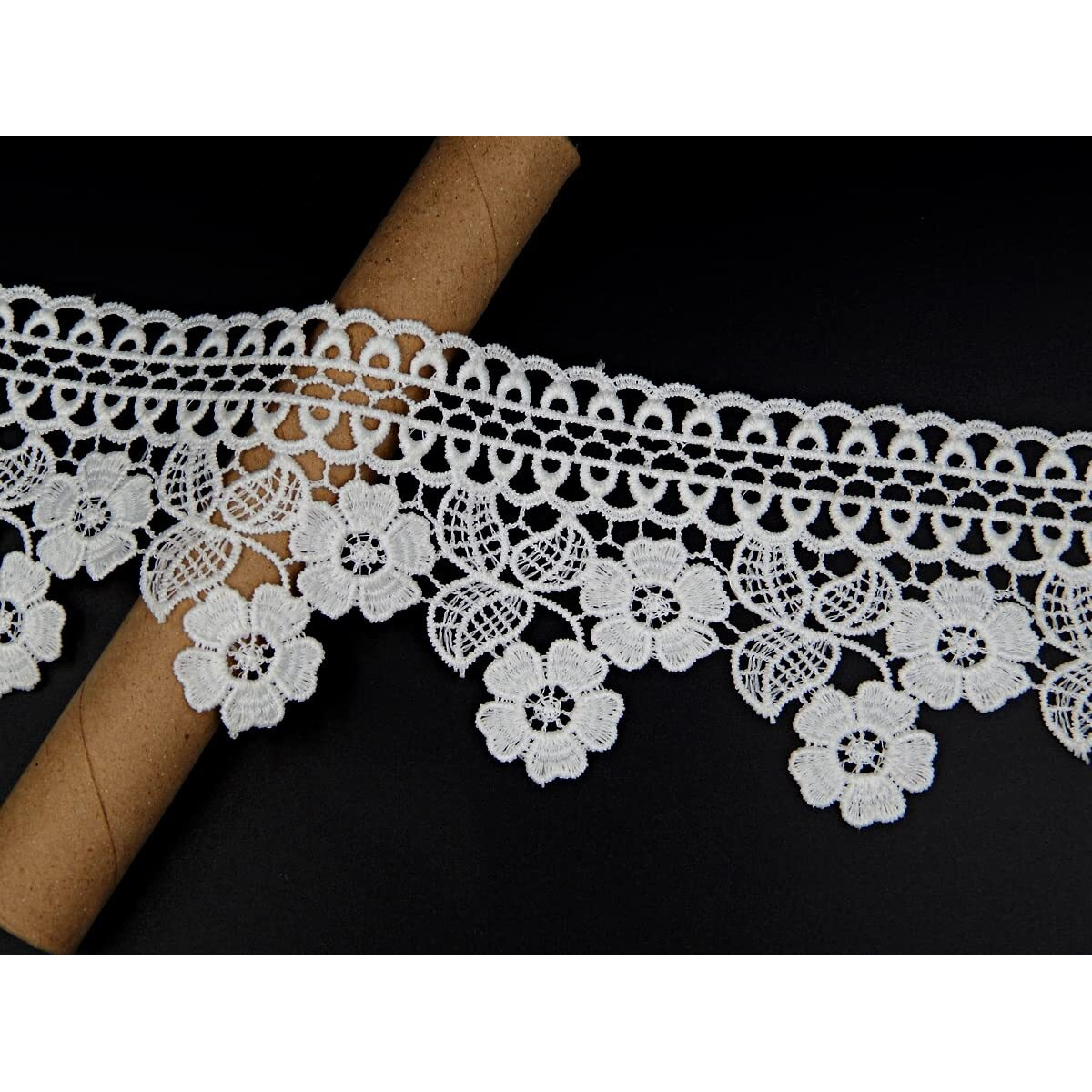 White Floral Scalloped Lace And Border Material For Suits,Saree (Qty 5 Mtr),Used As Trims,Borders,Embroidery Lace,Applique,Fabric Lace,Sewing Supplies,Cotton Lace Work,Dupatta Lace Bridal,Diy.