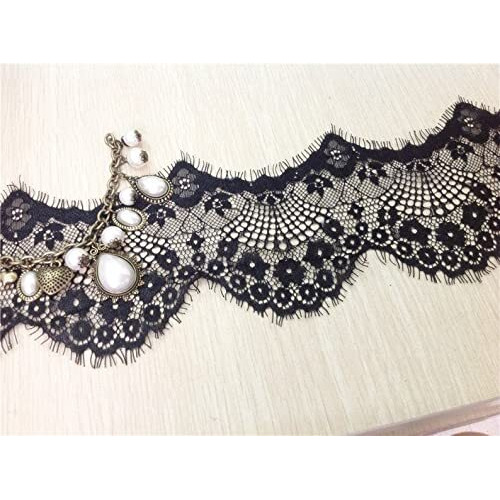 Orient Lace Craft Black Chantilly Scallop Net Lace,Nylon Flower Eyelash Trim Ribbon Sewing Dress Skirt,Burkha,Decor Diy Handicrafts. (Black)