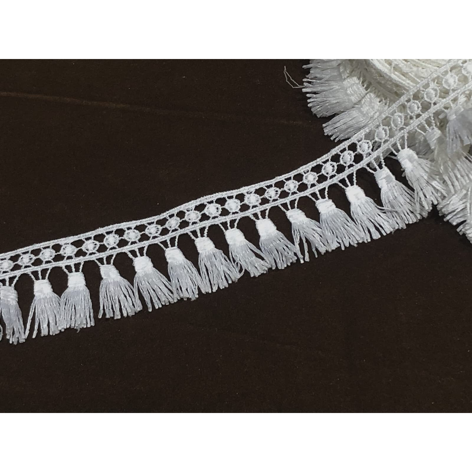 Orient Lace Craft Elegant White Embroidery Tassel Lace  5M Decorative Lace Trim For Sarees, Dresses, Dupattas & Diy Crafts