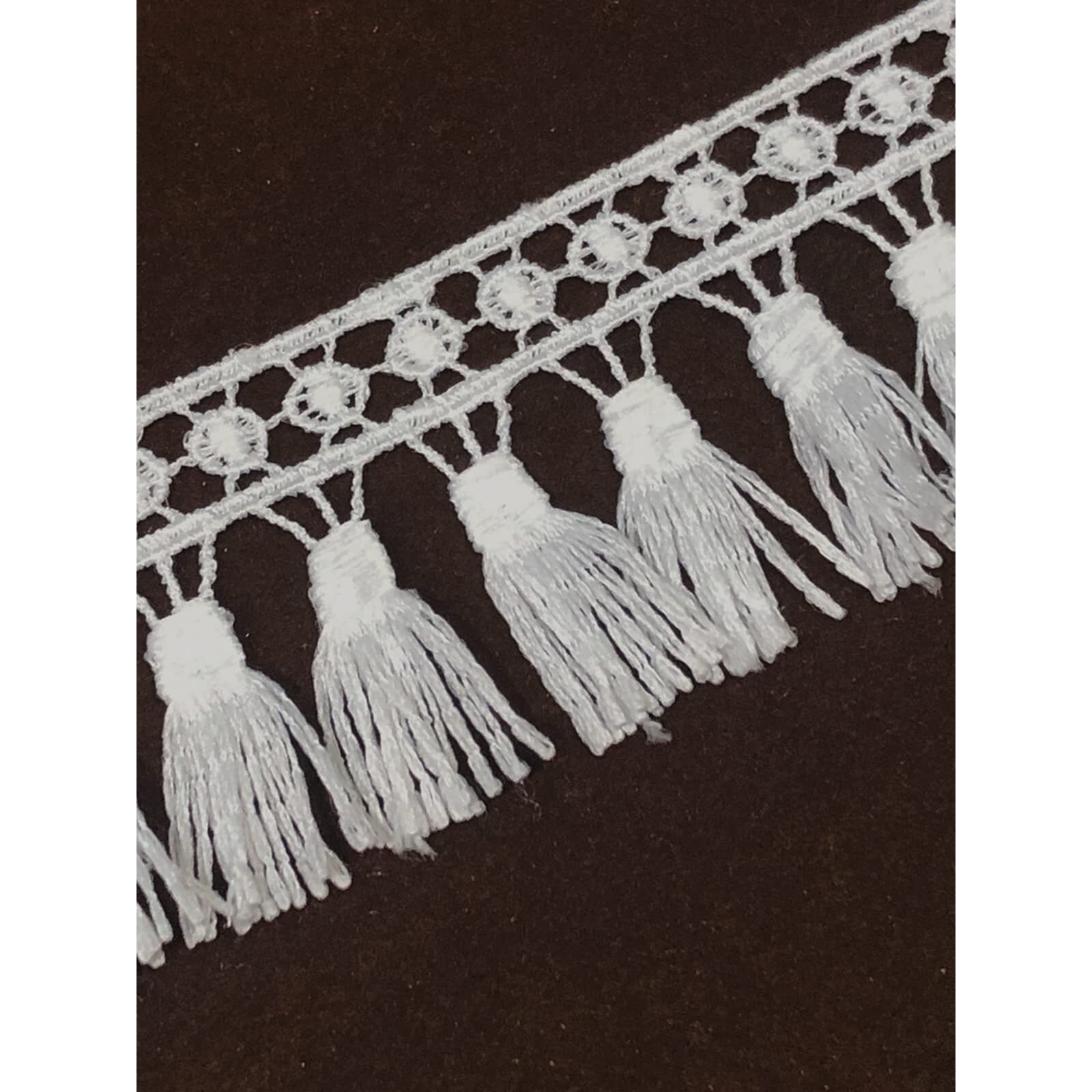 Orient Lace Craft Elegant White Embroidery Tassel Lace  5M Decorative Lace Trim For Sarees, Dresses, Dupattas & Diy Crafts