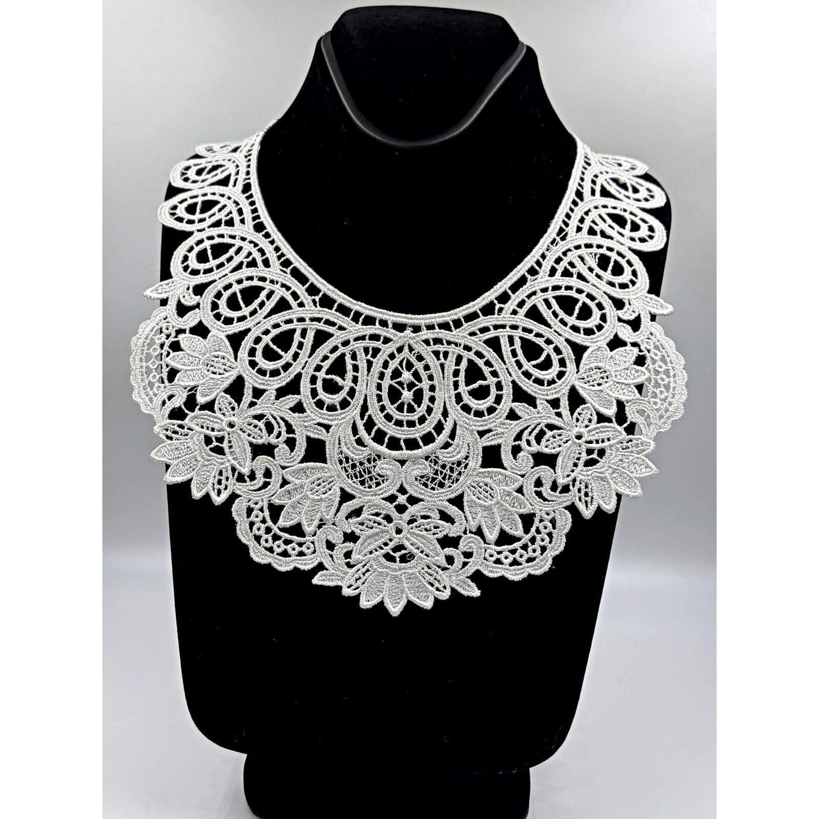 White,Vintage Dyeable Hand Crafted Embroidered Rayon Neck Lace Patch | Material For Lace Jewelry,Scrap Book,Suits,Shirts,Dresses Qty 1 Piece ,Used As Trims,Borders,Designer Embroidery Patch,Applique,Sewing Supplies,Diy Art & Craft .