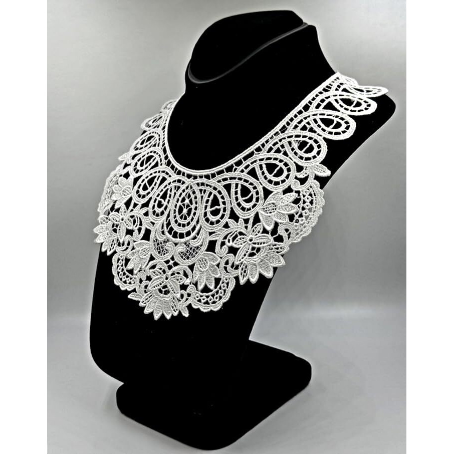 White,Vintage Dyeable Hand Crafted Embroidered Rayon Neck Lace Patch | Material For Lace Jewelry,Scrap Book,Suits,Shirts,Dresses Qty 1 Piece ,Used As Trims,Borders,Designer Embroidery Patch,Applique,Sewing Supplies,Diy Art & Craft .