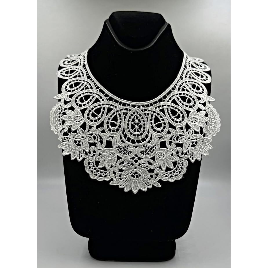 White,Vintage Dyeable Hand Crafted Embroidered Rayon Neck Lace Patch | Material For Lace Jewelry,Scrap Book,Suits,Shirts,Dresses Qty 1 Piece ,Used As Trims,Borders,Designer Embroidery Patch,Applique,Sewing Supplies,Diy Art & Craft .
