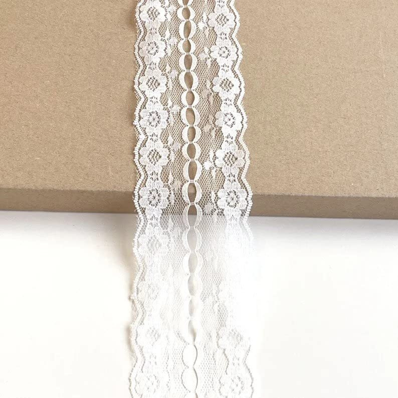 Orient Lace Craft White Net Lace Ribbon, 5.5 Cm Wide, 10 Meter | Floral Nylon Lace Trim For Wedding Cards, Sewing, Hair Bows, Gift Wrapping, Curtains, Tablecloths, Bridal Diy Accessories