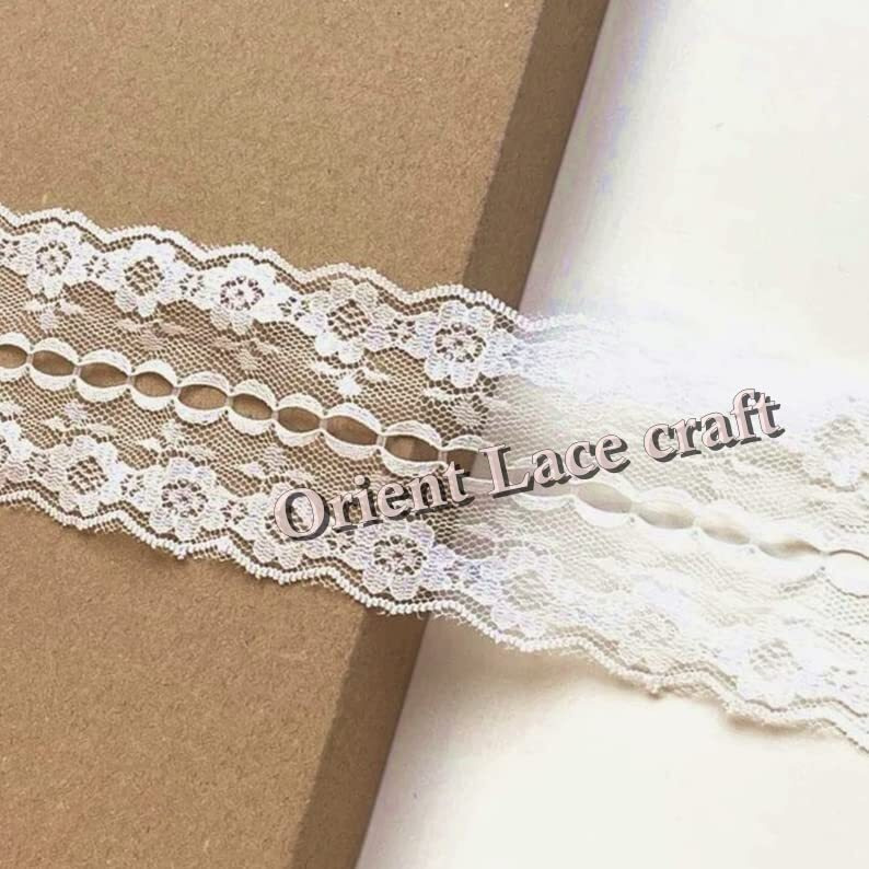 Orient Lace Craft White Net Lace Ribbon, 5.5 Cm Wide, 10 Meter | Floral Nylon Lace Trim For Wedding Cards, Sewing, Hair Bows, Gift Wrapping, Curtains, Tablecloths, Bridal Diy Accessories