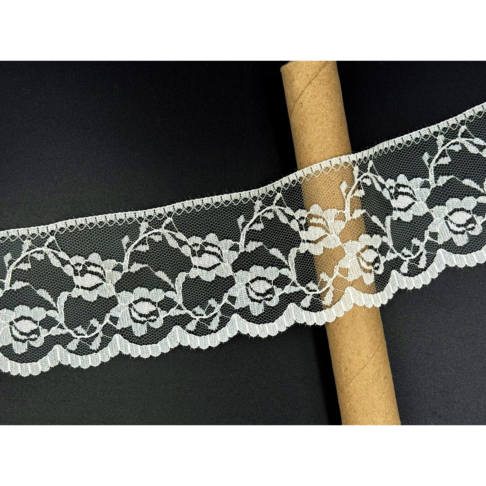 Orient Lace Craft Soft,Delicate,Light Weight ,Dye Able Off White Net Lace Ribbon|Floral Design Nylon Lace Trim Width 6.5 Cm ,For Wedding Invitation Card,Sewing,Hair Bows,Gift Package Wrapping,Curtain,Dupatta Lace,Bridal Diy Clothing/Accessories