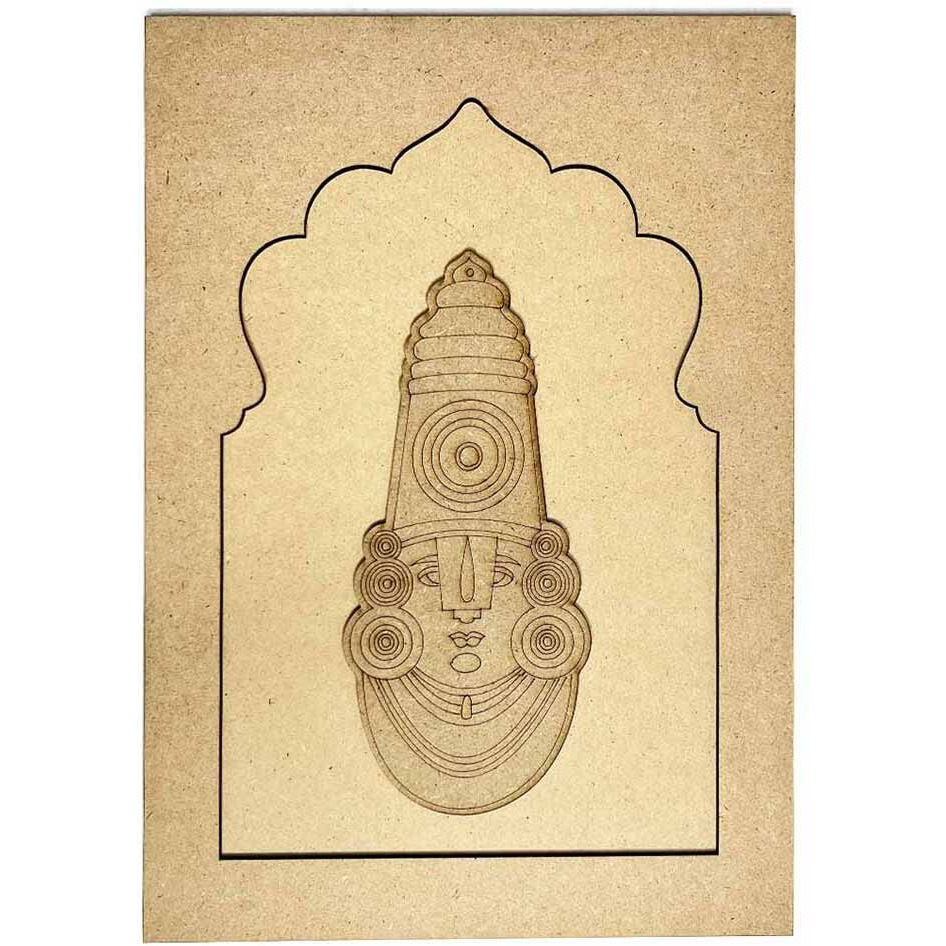 Adikala Jharokha & Tirupati Balaji Mdf Cutout For Diy Art And Craft Wall Hanging Decorations, Festival Gift, Wedding -Set Of 2
