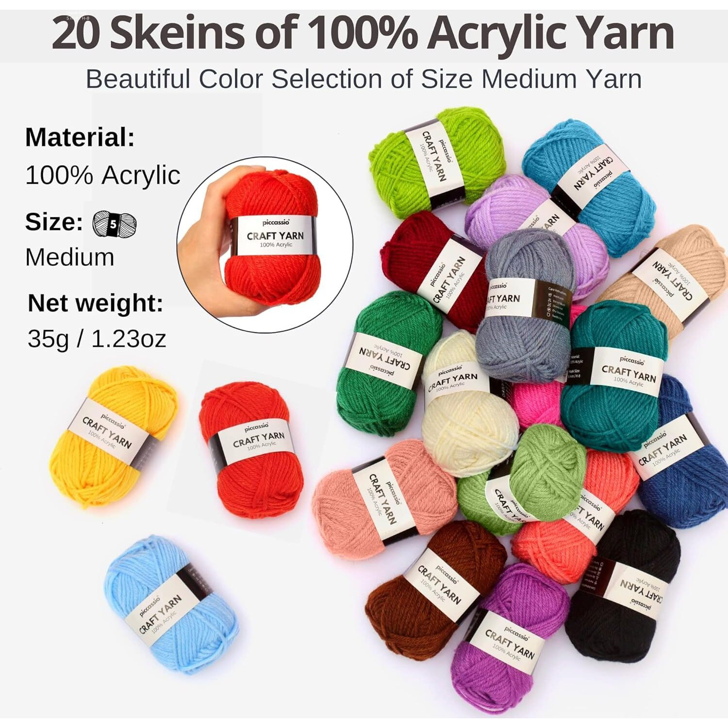 Tusmad Complete Crochet Kit For Beginners Adults And Kids - Make Amigurumi And Other Crocheting Kit Projects - Includes 20 Colors Crochet Yarn, Hooks, Book, Bag - Crochet Starter Kit For Beginners
