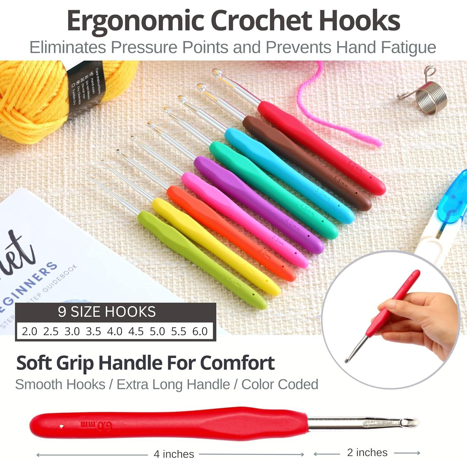 Tusmad Complete Crochet Kit For Beginners Adults And Kids - Make Amigurumi And Other Crocheting Kit Projects - Includes 20 Colors Crochet Yarn, Hooks, Book, Bag - Crochet Starter Kit For Beginners