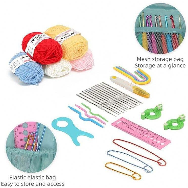 Tusmad Crochet Needle Kit 107 Pcs Crochet Crochet Starter Kit For Beginners, Ergonomic, Crochet Hooks Travel Bag, Crochet Kit For Beginners Adults Or Kids Tools & Accessories (107Pcs -Swan Bag)