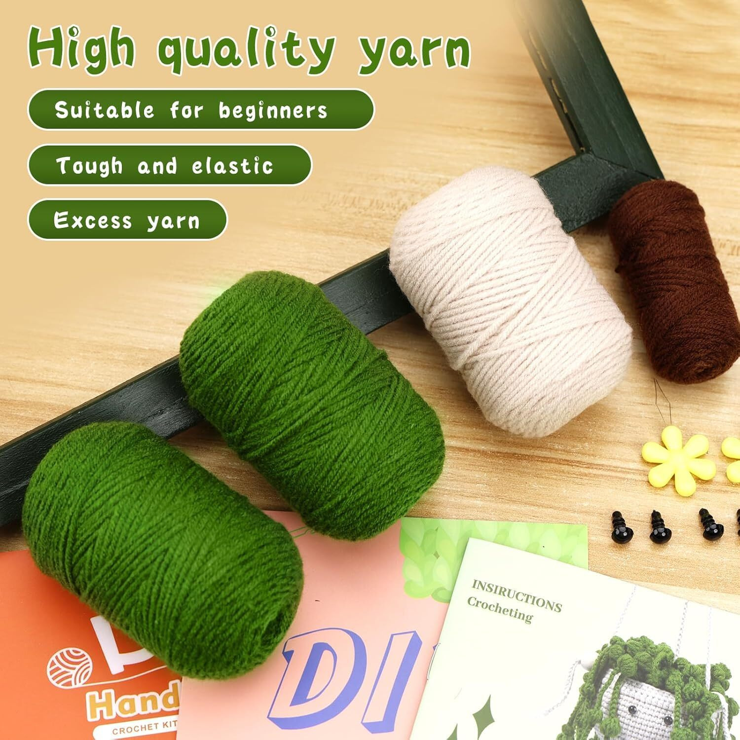 Tusmad Crochet Kit For Beginners, Crochet Starter Kit, Hanging Potted Plants Crochet Kits, Beginner Crochet Kit For Adults With Crochet Yarn, Hooks, Step-By-Step Video, For Diy Christmas Crafts (Hanging Potted)