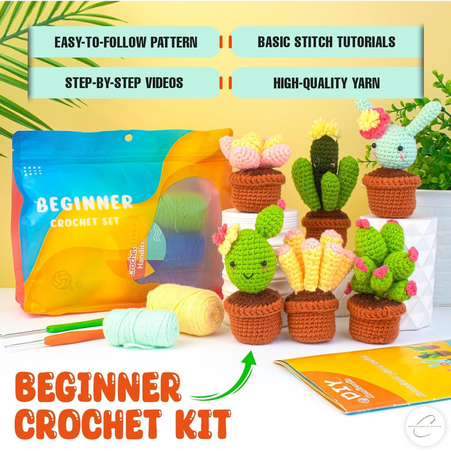 Felthouse Crochet Kit For Beginners - Diy Crochet Flower Kit For Adults & Kids - Create Sunflower, Hair Accessories & More - Perfect Crochet Kit For Beginners, Woobles, And Flower Making