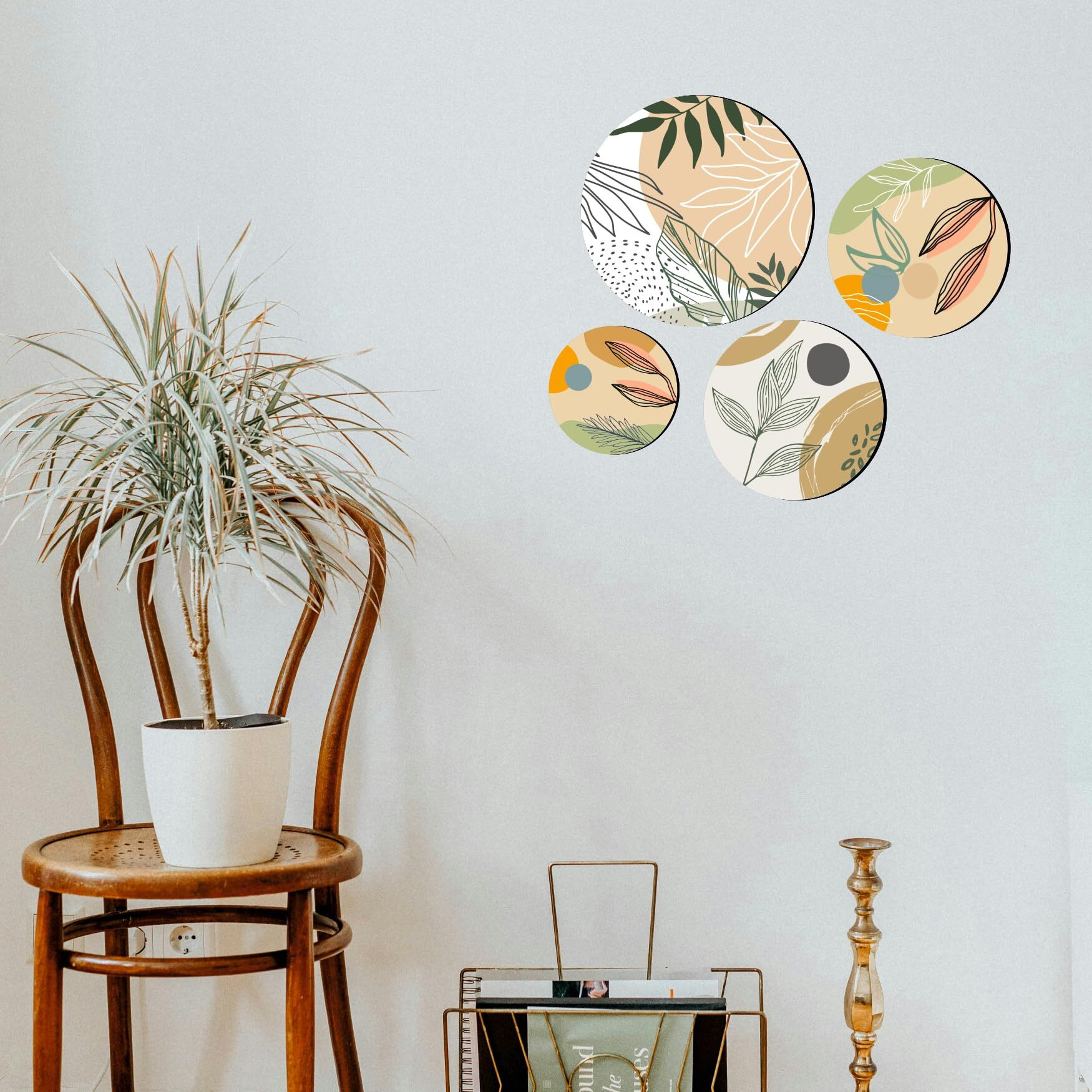 Amazingily Round Shape Elegant Wall Decoration Art - Handcrafted Traditional Wooden Decor Piece (Set Of 4 | Pattern-40)