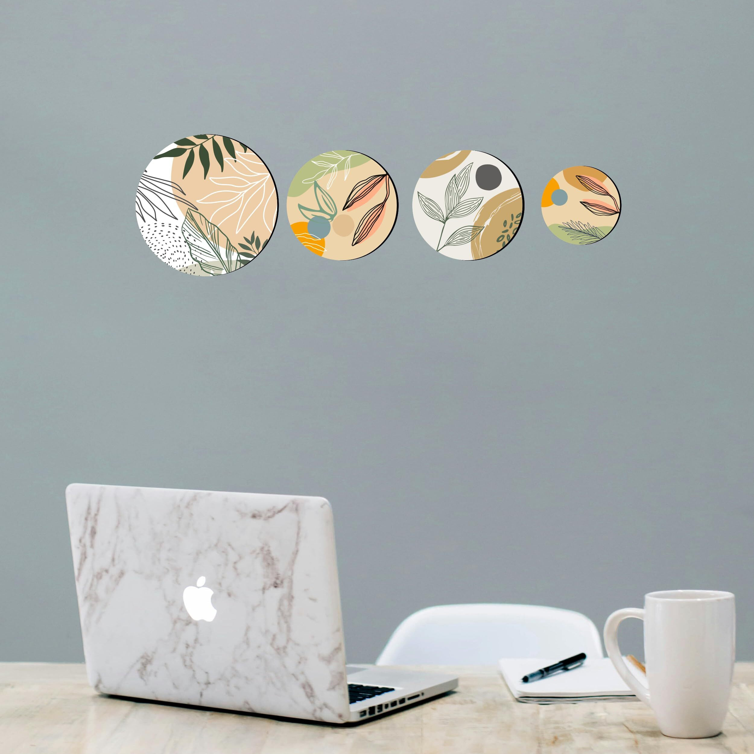 Amazingily Round Shape Elegant Wall Decoration Art - Handcrafted Traditional Wooden Decor Piece (Set Of 4 | Pattern-40)
