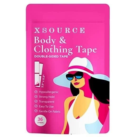 Xsource Double Sided Tape For Fashion And Body 36 Strips Dress Tape Double Sided For Fabric To Skin Fabric Tape & Body Tape Fabric And Skin Friendly For All Skin Shades (36)