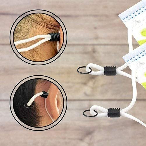 Aakriti Cord Lock Silicone Round Elastic Mask Adjustment Mask Accessories (100Pcs Cord Locks Toggles And 100Pcs Plastic Rings, Black)