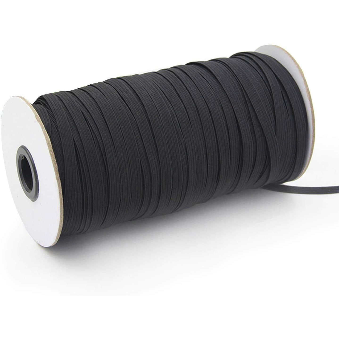 Venus Aqua 200 Meter Elastic Band For Sewing 1/4 Inch(6Mm) Width Elastic String For Mask Earloop,Black Flat Elastic/Bungee/Heavy Stretch Knit Elastic Cord For Sewing,Crafts,Diy,Bedspread,Cuff,Wigs