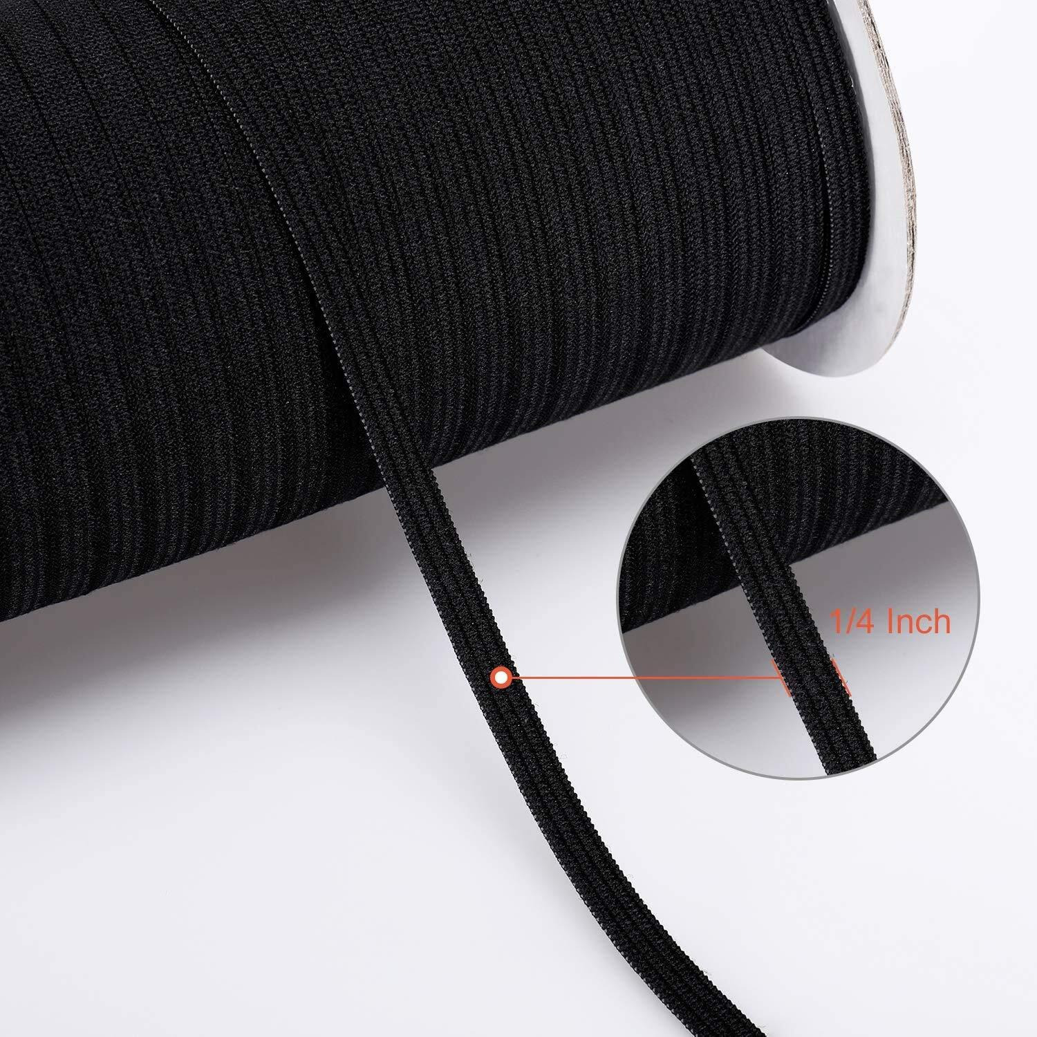Venus Aqua 200 Meter Elastic Band For Sewing 1/4 Inch(6Mm) Width Elastic String For Mask Earloop,Black Flat Elastic/Bungee/Heavy Stretch Knit Elastic Cord For Sewing,Crafts,Diy,Bedspread,Cuff,Wigs