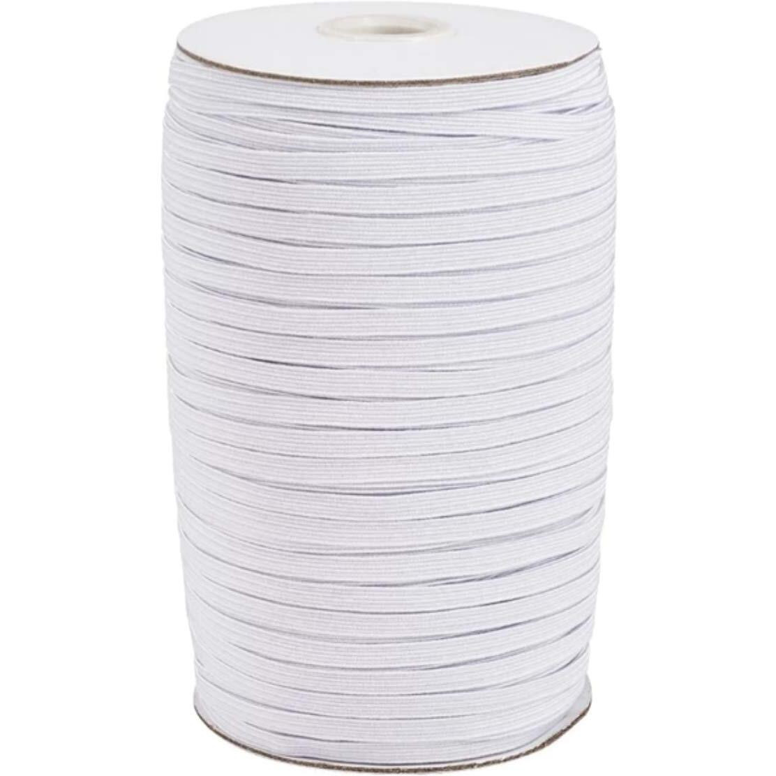 Aakriti 4 Mm Earloop Stretch Flat String Elastic Cord For Crafting, Hanging, Face Mask Making (25 M, White)
